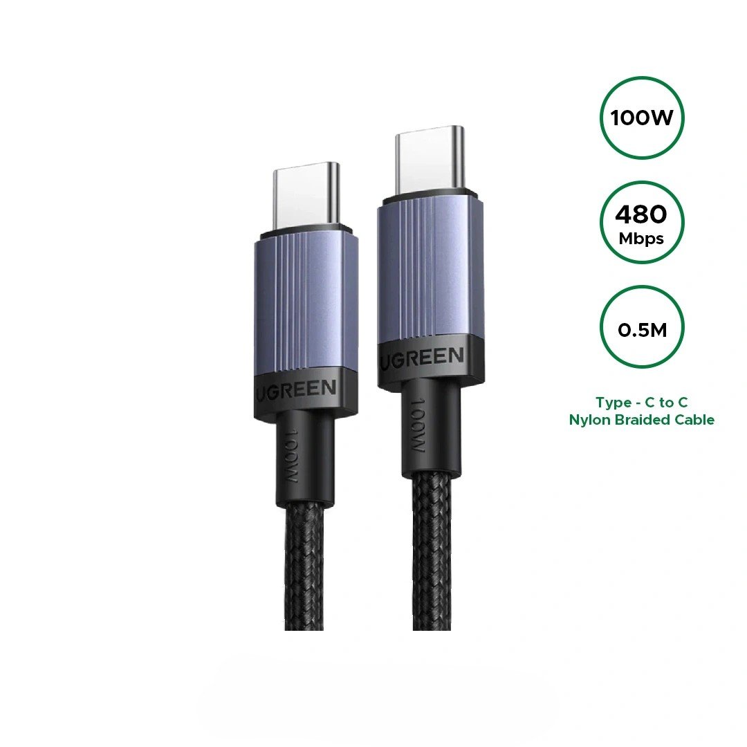 UGREEN-05-Meter-100W-Type-C-to-Type-C-PDFast-Charging-Cable-L528-65831-1-Year-Warranty-ugreenlk_