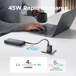 UGREEN 20000mAh 45W Power Bank with Built-in Cable – PB536