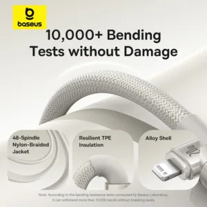 Baseus 1 Meter 20W Titanium Alloy PD Type-C to Lightning Fast Charging Cable – (Galaxy Titanium Gold)