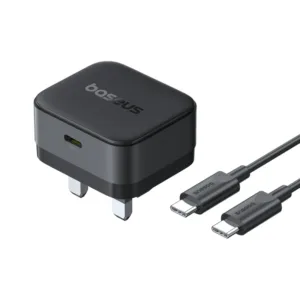 Home Baseus Palm 20W UK Pin Type-C Fast Charger with Type-c to Type-c 60W Cable