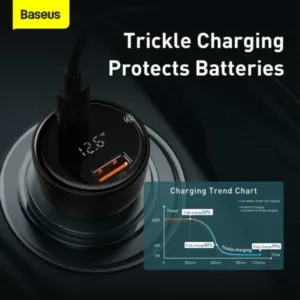 Baseus 100W Superme Digital Display PPS Dual Quick Charger Car Charger